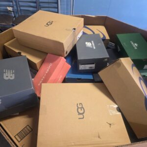 Mixed shoes pallet — 110-pair pallet of mixed-brand shoes including athletic, casual, dress, sandals, boots from Sketchers, Vans, Crocs, Steve Madden, Nike, Adidas