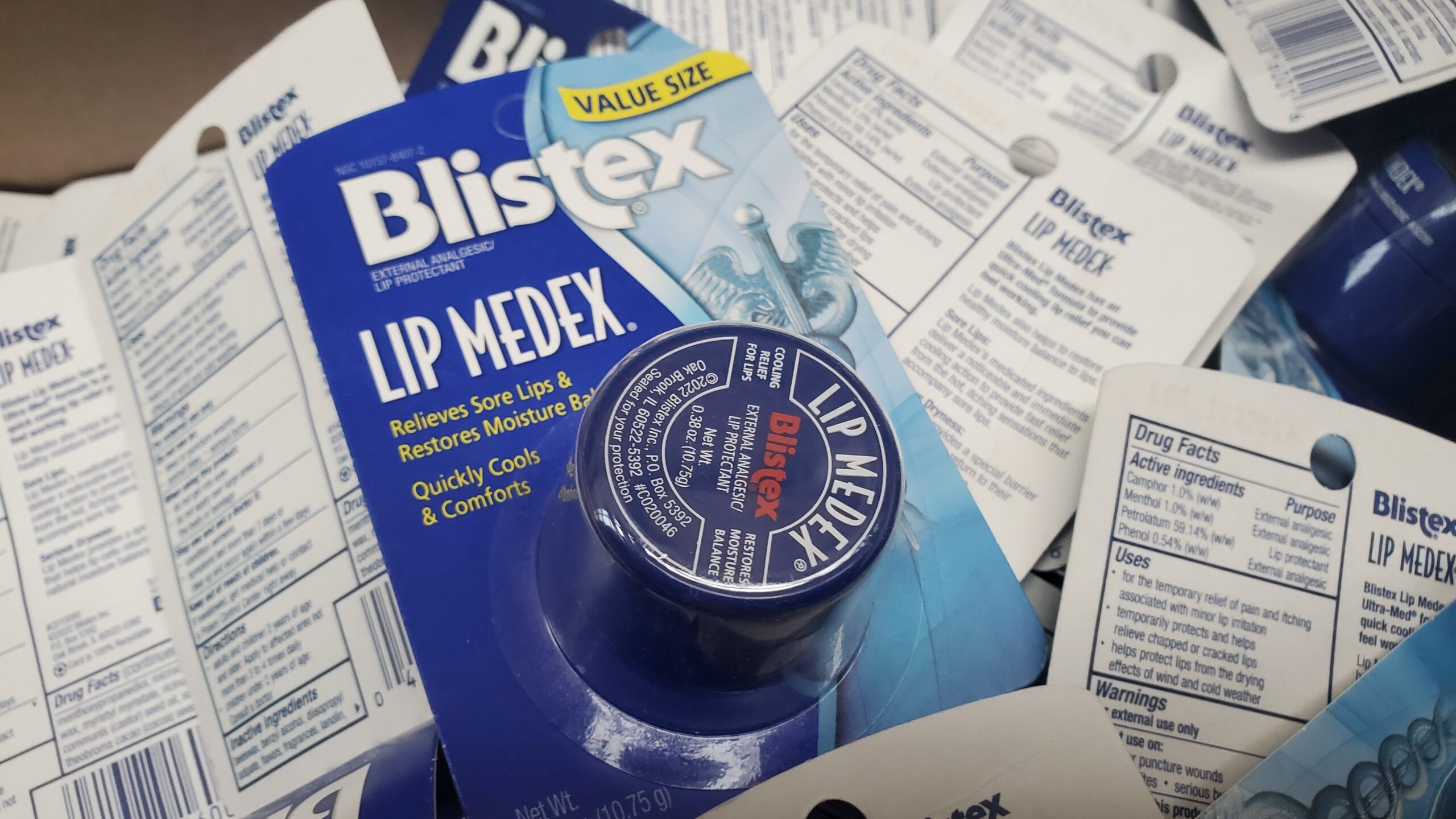 Lot of Blistex Lip Medex 215pcs Blistex Lip Medex lot of 215 lip-care pieces arranged for shipping from Save More Liquidations