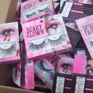 Kiss eyelashes lot of 169 Trick or Pink false lashes arranged for shipping from Save More Liquidations