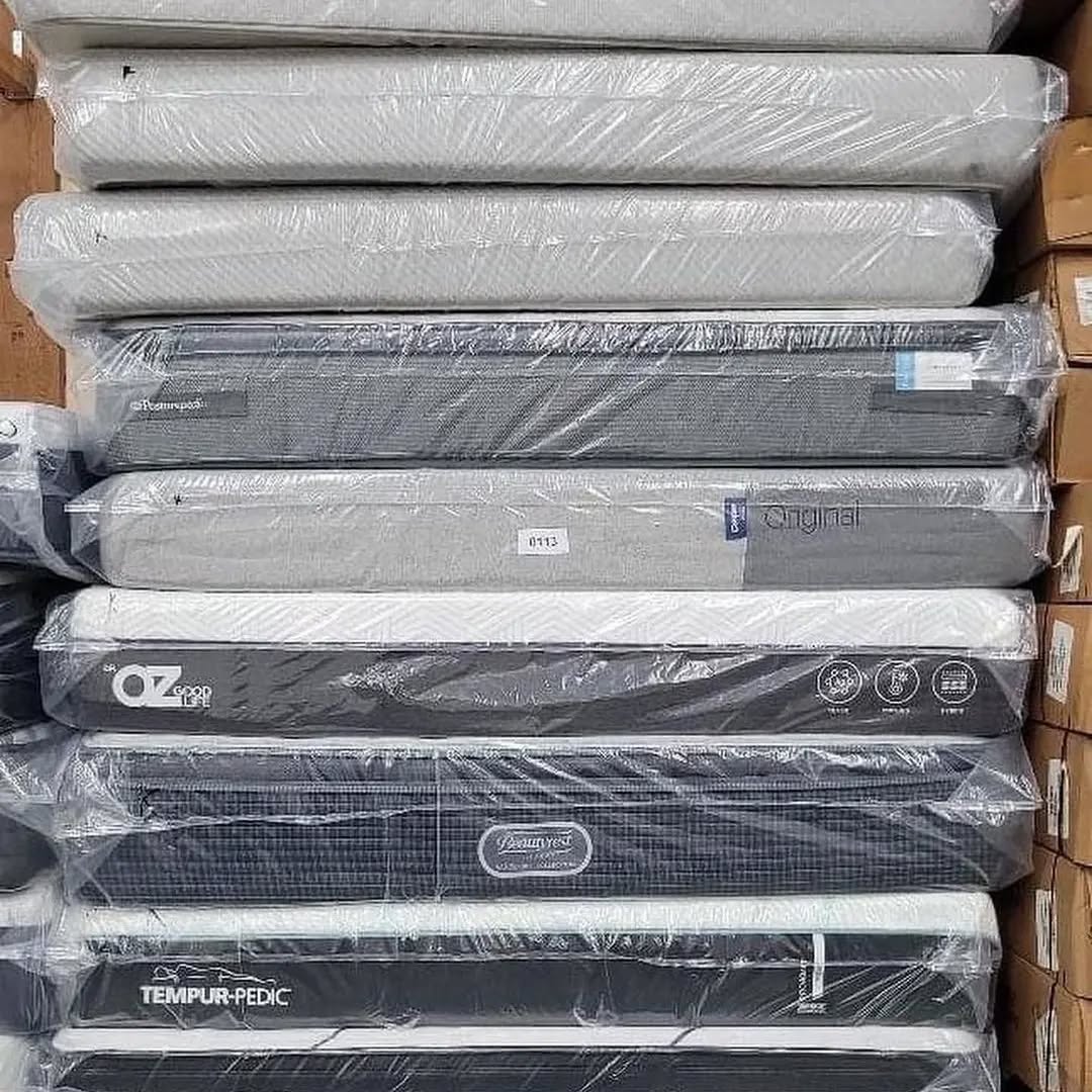 Mattress/Foundation Pallets – Wholesale Mattress and foundation pallet of beds and box foundations wrapped for shipping from Save More Liquidations