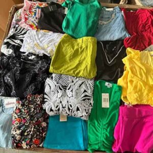 JCP ladies summer clothing liquidation pallet #403 — mixed-batch summer womens apparel from JC Penney featuring brands a.n.a, St. Johns Bay, Liz Claiborne, Arizona, and Worthington