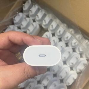 Type-C adapter pallet of EU 20W USB-C chargers wrapped for shipping from Save More Liquidations