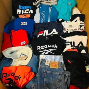 Mens sportswear pallet of 850 multi-brand winter and athletic apparel pieces wrapped for shipping from Save More Liquidations