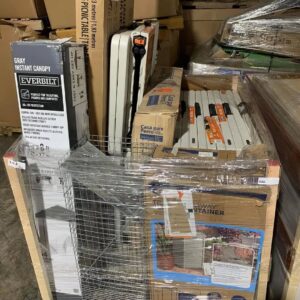 Folding tables pallet of utility and event tables wrapped for shipping from Save More Liquidations