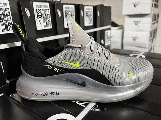 Nike Air MX 720-818 Shoe Pallets – Wholesale Nike Air MX 720-818 shoe pallet — wrapped pallet of 50 to 100 pairs of authentic Nike MX 720-818 hybrid sneakers featuring spacesuit-inspired upper, dual-density foam, and Nike's tallest Air unit, multiple colorways including Black/Metallic Silver and Anthracite, Grade A condition