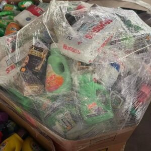 Health and beauty aids pallet of mixed HBA personal care products wrapped for shipping from Save More Liquidations