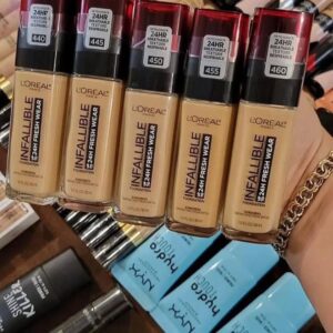 Cosmetic pallet of assorted makeup and beauty products wrapped for shipping from Save More Liquidations
