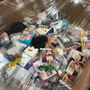 Womens underwear pallet of intimates and basics wrapped for shipping from Save More Liquidations