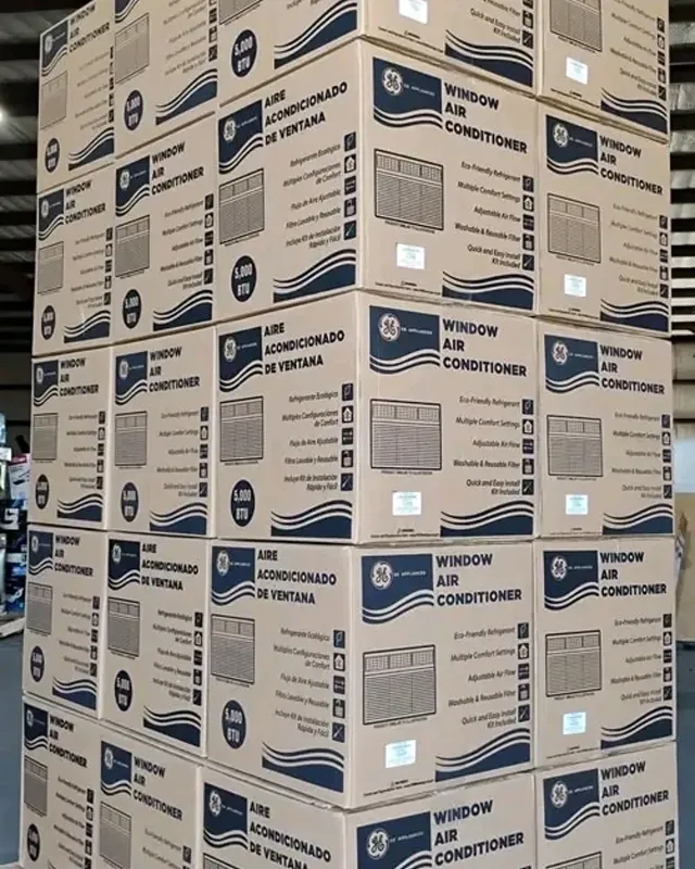 Air Conditioner Pallet – Wholesale Air conditioner pallet of window and portable cooling units wrapped for shipping from Save More Liquidations