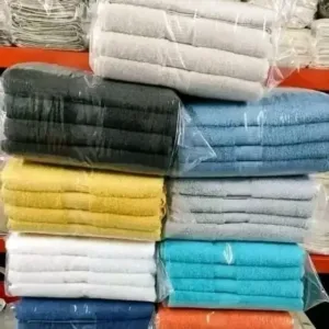 Towels pallet of bath and household towels wrapped for shipping from Save More Liquidations