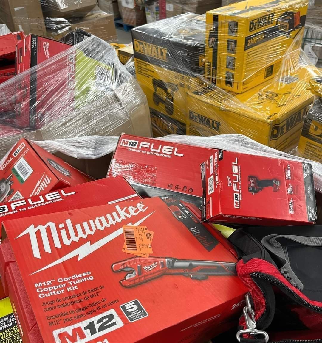 Tool Pallets Tool pallets of mixed hand and power tools stacked for shipping from Save More Liquidations