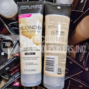 John Frieda conditioner lot of 140 bottles of bond-building conditioner arranged for shipping from Save More Liquidations