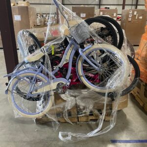 Sport and outdoor pallet of assorted sporting goods and gear stacked for shipping from Save More Liquidations