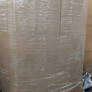 Craft and sewing pallet of mixed craft supplies and sewing notions wrapped for shipping from Save More Liquidations