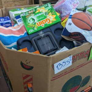 BJs household pallet of wholesale home and household goods shrink-wrapped for shipping from Save More Liquidations