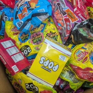Candy pallet of wholesale candy and sweets shrink-wrapped for shipping from Save More Liquidations