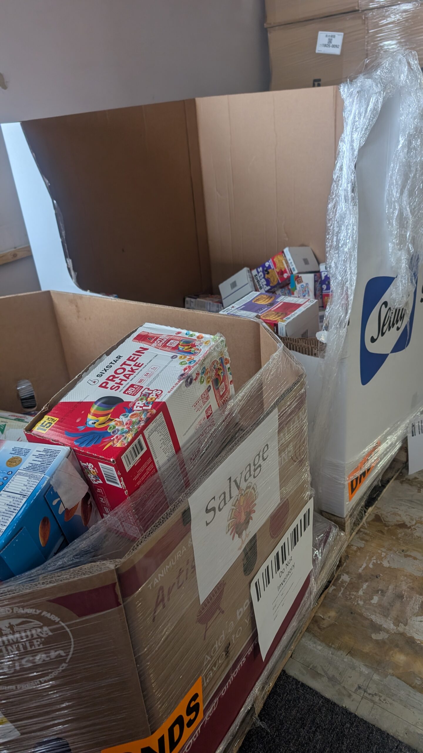 Food – BJ’s Club BJs Club food pallet of wholesale grocery overstock shrink-wrapped for shipping from Save More Liquidations