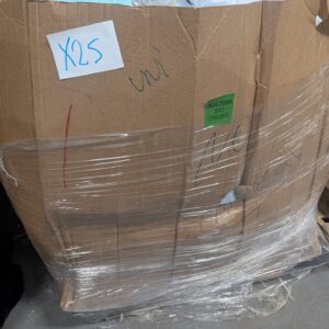 Deluxe mail pallet of premium higher-retail parcel returns wrapped for shipping from Save More Liquidations