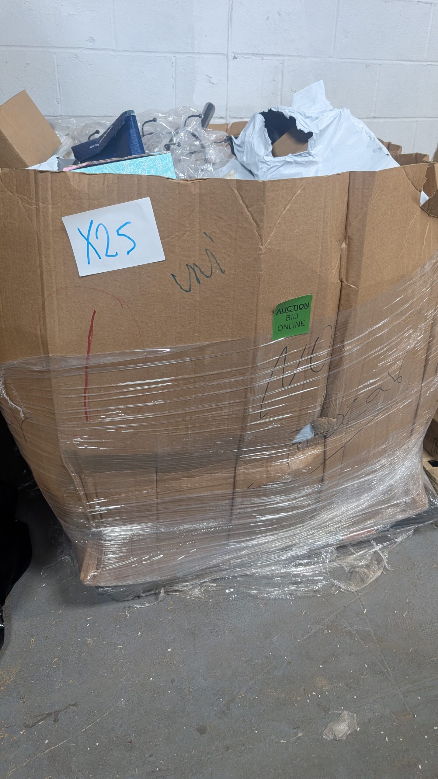 Deluxe Mail – X25 Deluxe mail pallet of premium higher-retail parcel returns wrapped for shipping from Save More Liquidations