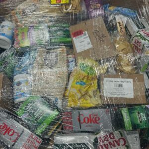 Amazon food pallet AMZF-5 — wrapped pallet of mixed Amazon food and beverage items sized for bin store retail rotation