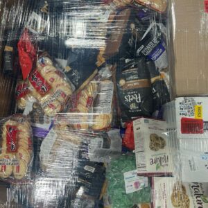 Amazon food pallet AMZF-8 — premium tier wrapped pallet of mixed Amazon food and beverage items with higher per-pallet MSRP loading
