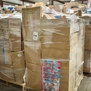 Customer returns pallet of 6ft mixed general merchandise shrink-wrapped for shipping from Save More Liquidations