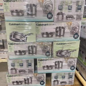 Cookware set pallet of pots pans and kitchen sets wrapped for shipping from Save More Liquidations