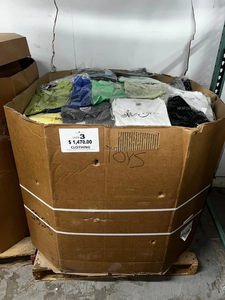 Golf Clothing Pallet Golf clothing pallet of polos and golf apparel wrapped for shipping from Save More Liquidations