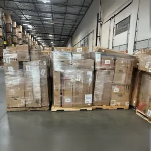 Costway furniture truckload — 26 flat-pack pallets of Costway furniture, fitness equipment, outdoor recreation, home decor, and storage from US distribution overstock