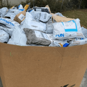 DHL undeliverable mail pallet — single pallet of DHL international undeliverable parcel recovery from European, Asian, and Latin American DTC shipments