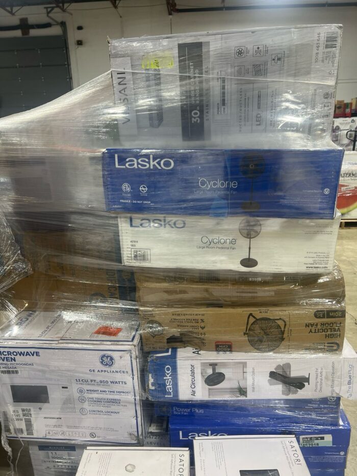 home-depot-gm-hdgm-3624-pallet-liquidation-depot.jpg Home Depot GM pallet HDGM-3624 — wrapped pallet of mixed Home Depot general merchandise including new, used, open-box, and customer-return tools and home goods