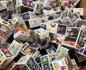 Funko Pops pallet — single pallet of authentic Funko Pop collectible vinyl figures across Marvel, Star Wars, DC, Disney, Harry Potter, anime, and horror themes