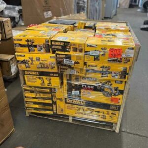 Wholesale DeWalt tools lot of 150 mixed tools and accessories boxed for shipping from Save More Liquidations