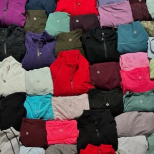 Lululemon clothes pallet — 280 units of authentic new-with-tags Lululemon women's activewear in manifested mix including leggings, sports bras, tank tops, long sleeve tops, hoodies, sweatshirts, shorts, and jackets