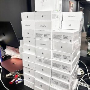Apple AirPods Pro pallet — single pallet of authentic Apple AirPods Pro units across 1st and 2nd generation with original Apple charging cases