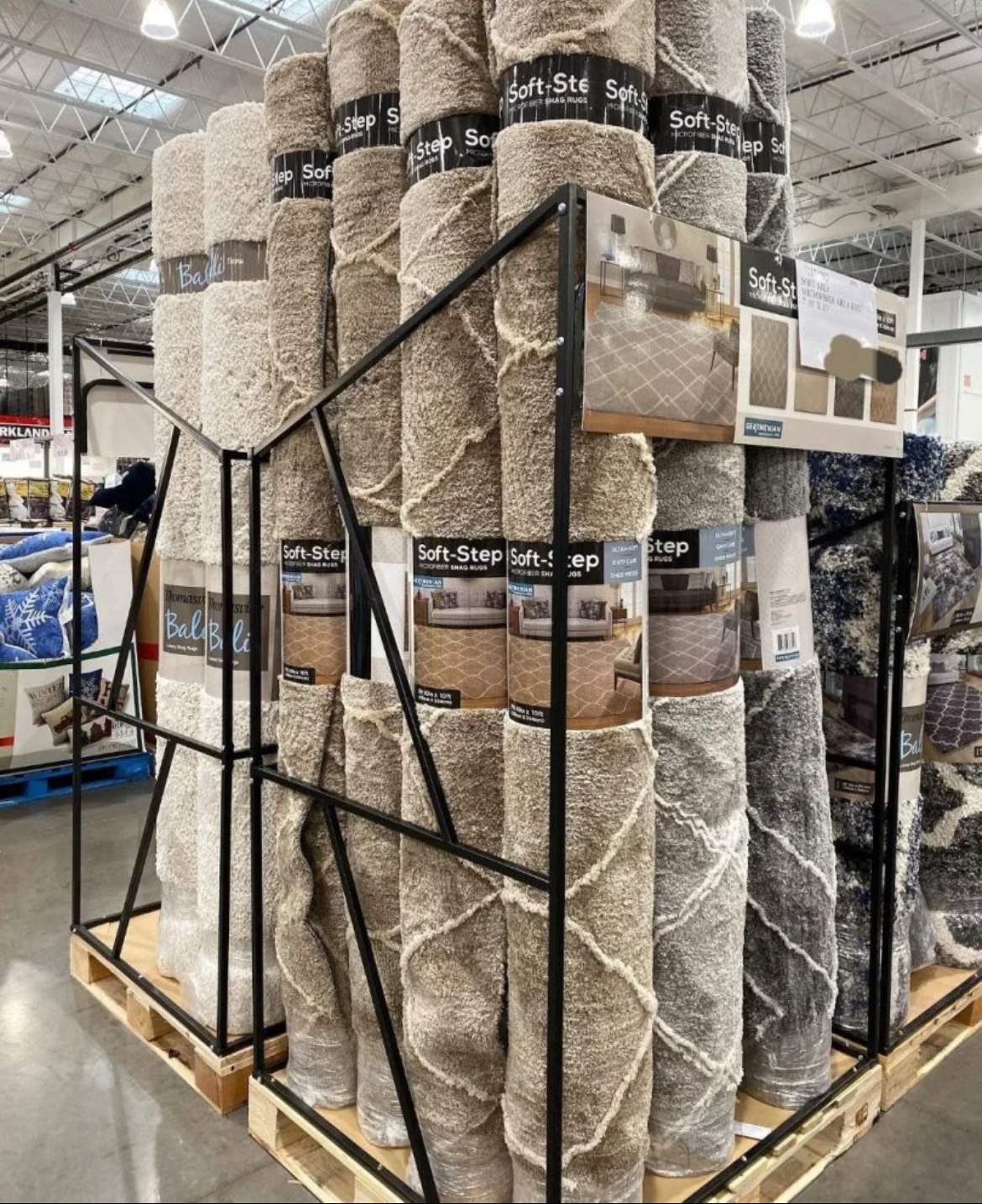 img_0250 Rugs liquidation pallet of assorted area rugs and carpet stacked for shipping from Save More Liquidations