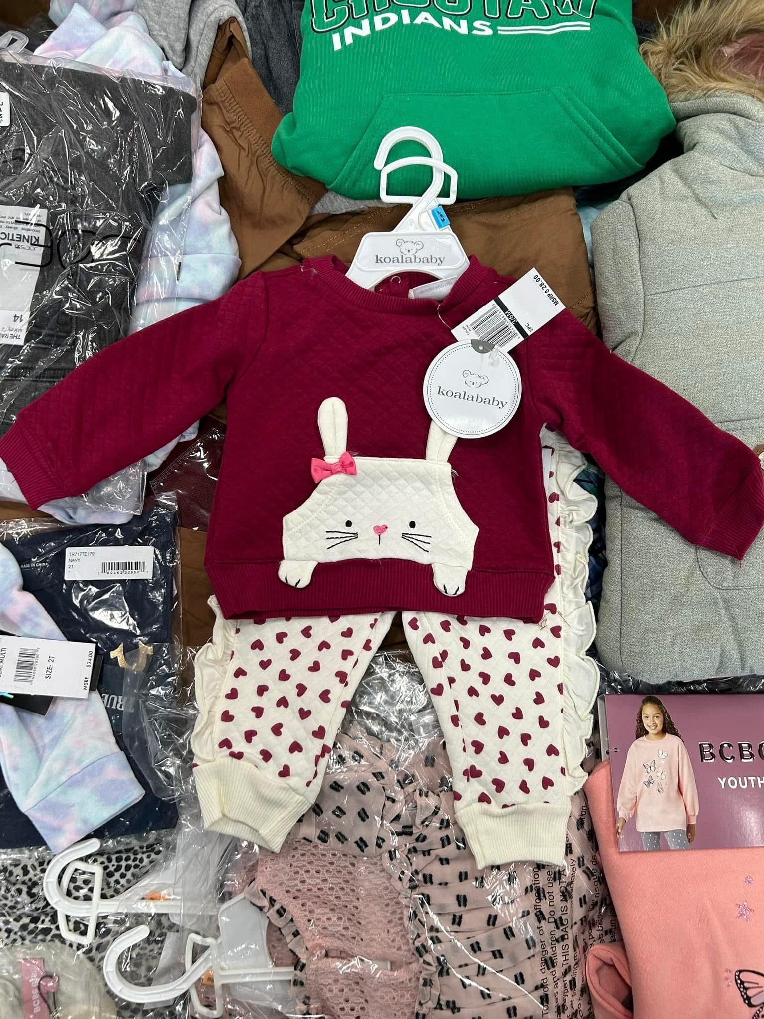 img_0515.jpeg Kids toddler clothing pallet — single pallet of mixed-brand kids and toddler apparel including Carters, Cat & Jack, OshKosh BGosh, Gap Kids, and Old Navy Kids