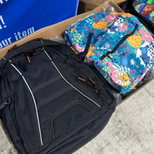 Backpacks pallet — single pallet of mixed-brand backpacks and bags including school packs, daypacks, laptop bags, gym bags, and travel duffels
