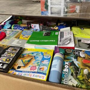 Target HPC truckload — 24 high-piece-count pallets of dense Target general merchandise staged for bin store resellers in a distribution warehouse