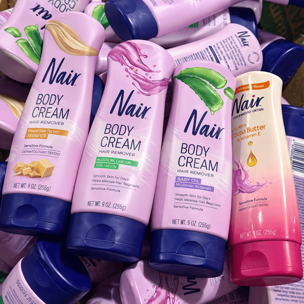 nair-body-cream-hair-remover-9-oz-60-pcs-lot.png Nair body cream hair remover — 60-piece lot of Nair 9oz body cream hair remover in original sealed retail packaging