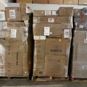 Online returns truckload — 24 pallets of cross-retailer e-commerce customer-return and undeliverable merchandise from Amazon, Walmart.com, Target.com, Best Buy, and Kohls