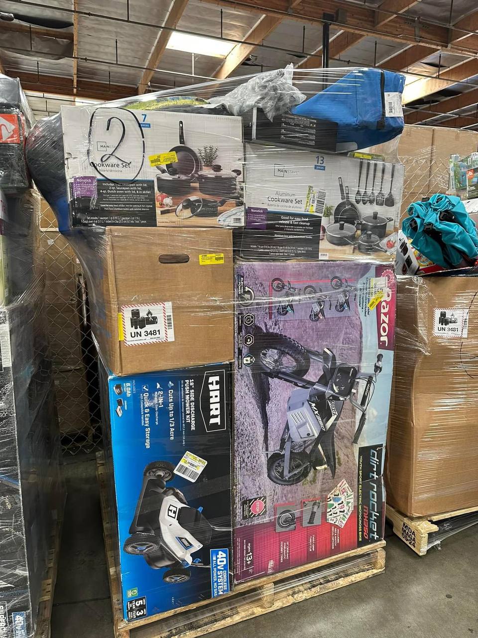 Walmart Liquidation Wholesale Pallets Walmart liquidation wholesale pallets — wrapped pallet of mixed Walmart inventory including electronics, toys, kitchenware, housewares, health and beauty, pet supplies, cleaning products, and tools at the $1,000 standard single-pallet tier
