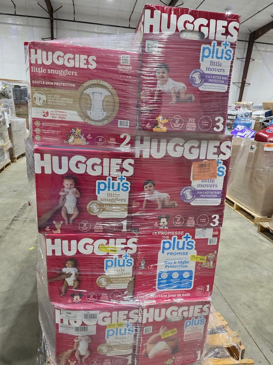 Buy Pallet Of Diapers (80 Boxes – $650) Pallet of diapers holding 90 boxes of bulk baby diapers shrink-wrapped for shipping from Save More Liquidations