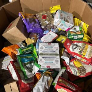 Wholesale cat food pallet of 45 bags of bulk cat food shrink-wrapped for shipping from Save More Liquidations