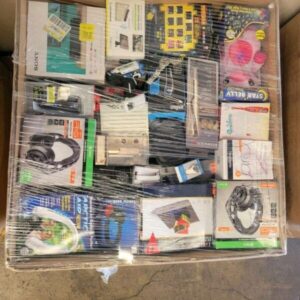 Mixed electronics pallet of 150 accessory-weighted units boxed for shipping from Save More Liquidations