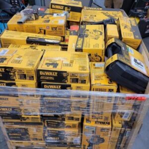 DeWalt tools pallet of 200 20V MAX power tools and accessories stacked for shipping from Save More Liquidations