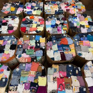 Target kids clothes pallet — wrapped pallet of 1,500-1,600 all-season Target kids apparel pieces sized ages 2 through 16, mixed boys and girls, heavy spring/summer weighting