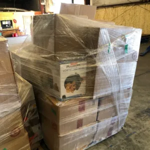 Target truckload texas FOB — 24 mixed pallets of Target customer return and overstock general merchandise staged at Save More Texas distribution dock