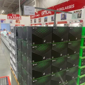 Xbox Series X liquidation pallet of consoles wrapped for shipping from Save More Liquidations